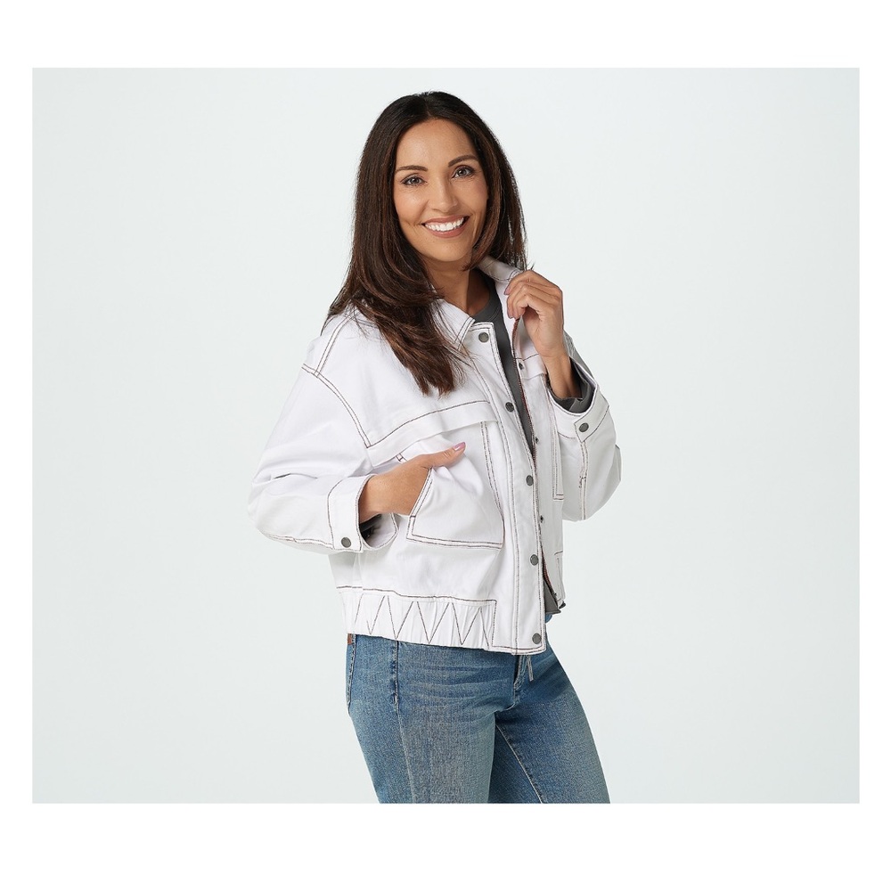 ❤️Peace Love World Women's coat Boss Lady jean jacket,quality Crisp White 2x NEW